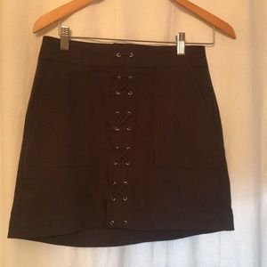 Dark green lace up skirt
